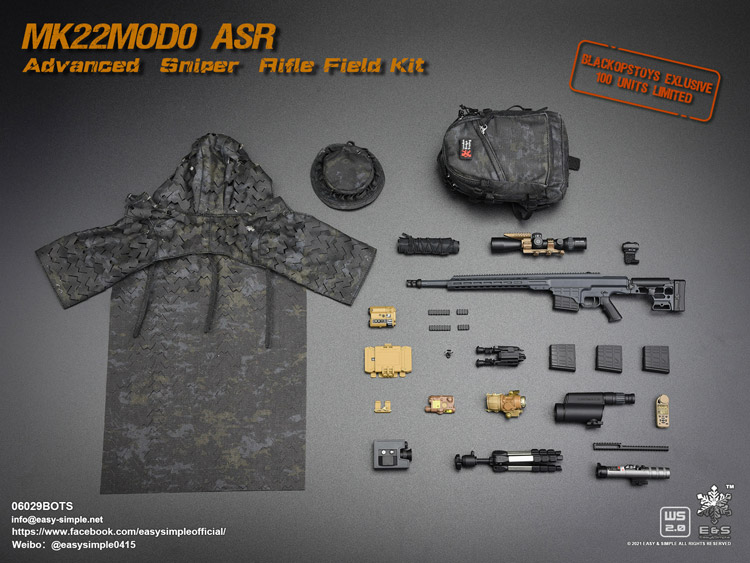 【EASY&SIMPLE】06029BOTS MK22MOD0 ASR Advanced Sniper Rifle Field Kit 1/6スケール スナイパーライフル ウェポン 装備セット