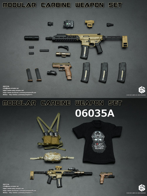 【EASY&SIMPLE】06035 Modular Carbine Weapon Set 1/6スケール ライフル&ハンドガン&Tシャツ＆チェストリグ セット