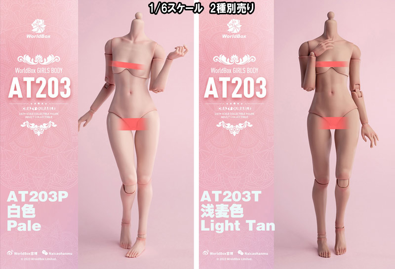 【WorldBox】AT203P/AT203T 1/6 Girl Body ガールボディ スモールバスト 1/6スケール 女性ボディ素体 デッサン人形