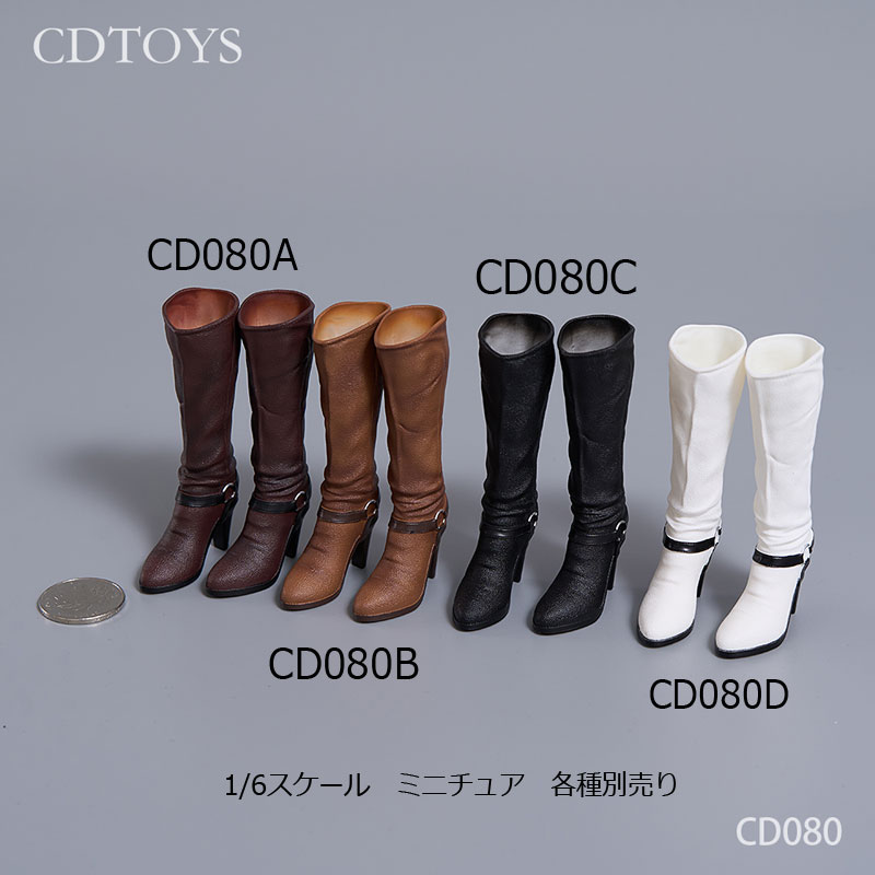 【CDToys】CD080 A/B/C/D Female Solid High Heels Mid-Boots 女性ドール用ロングブーツ 1/6スケール 女性用シューズ