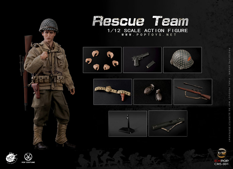 【POPtoys】CMS001 1/12 WW2 US Rescue Squad Sniper アメリカ陸軍 第2レンジャー大隊 ジャクソン二等兵 狙撃手 1/12スケールフィギュア