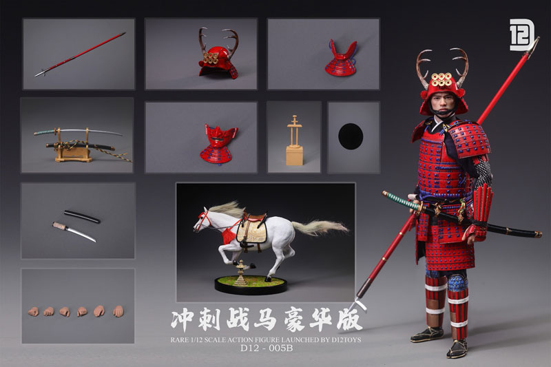 【D12TOYS】D12005B Palm Collections 1/12 日本一の兵 真田の赤備え 戦国武将 侍 武士 大名 軍馬付 DX版 1/12スケールフィギュア