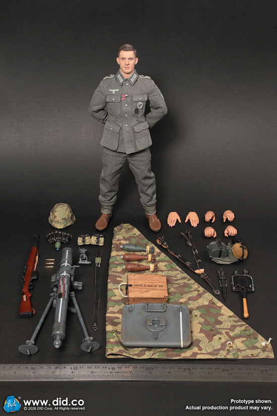 【DID】D80195 WW2 German GD Infantry Mortarman - Bruno ドイツ国防軍 グロースドイッチュラント師団 歩兵連隊 迫撃砲兵 ブルーノ 1/6スケールアクションフィギュア《予約2026年8月》