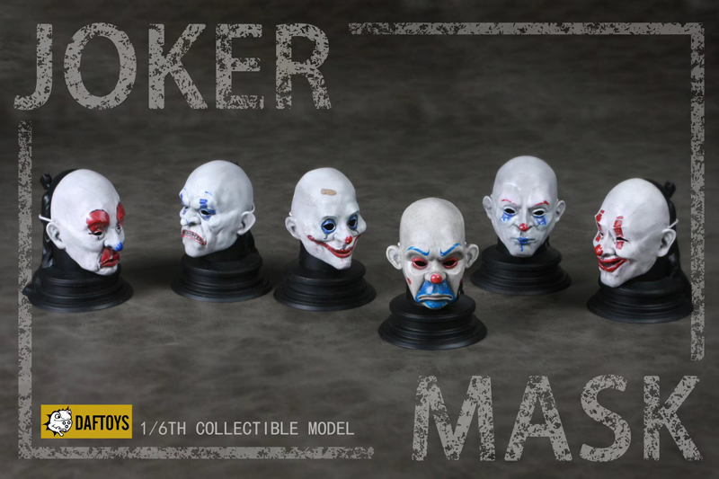 【DAFTOYS】F025 1/6 Joker Mask 銀行強盗団 ピエロ ジョーカー マスク 覆面 6種セット 1/6スケール 男性用コスチューム