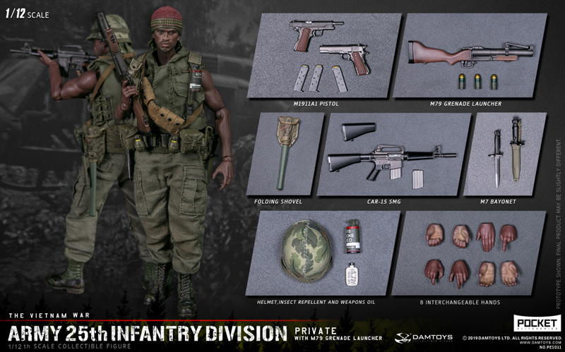 【DAM】PES011 1/12 ARMY 25th Infantry Division Private WITH M79 GRENADE LAUNCHER ベトナム戦争 アメリカ陸軍 第25歩兵師団 1等兵