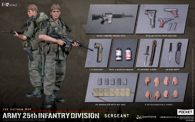 【DAM】PES005 1/12 ARMY 25th Infantry Division Private SERGEANT ベトナム戦争 アメリカ陸軍 第25歩兵師団 2等軍曹
