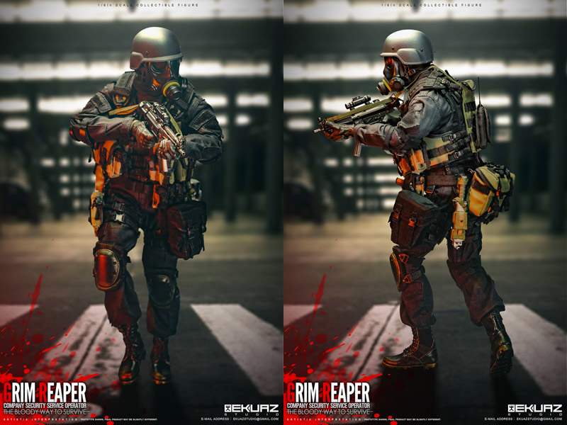 【EKUAZ STUDIO】EKS05 1/6 GRIM REAPER COMPANY SECURITY SERVICE OPERATOR THE BLOODY WAY TO SURVIVE