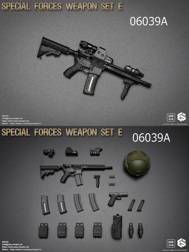 【EASY&SIMPLE】06039 Special Forces Weapon Set E 1/6スケール スナイパーライフル&ハンドガン＆タクティカルヘルメット セット