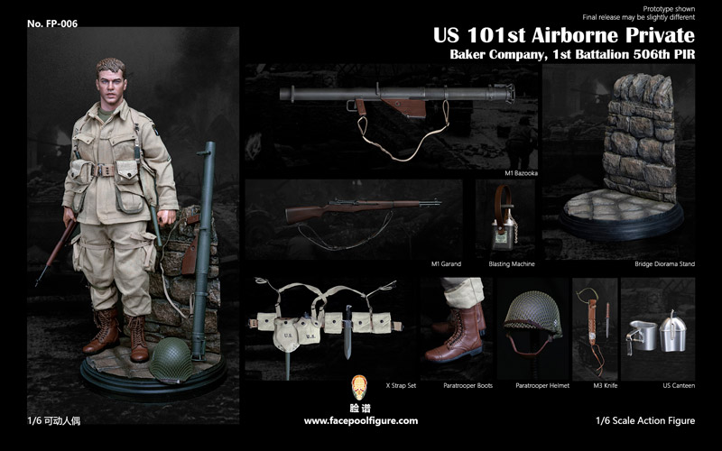 Facepoolfigure】FP006 1/6 WW2 US 101st Airborne Private WW2 Facepoolfigure】FP006 1/6 WW2 US 101st Airborne Private WW2