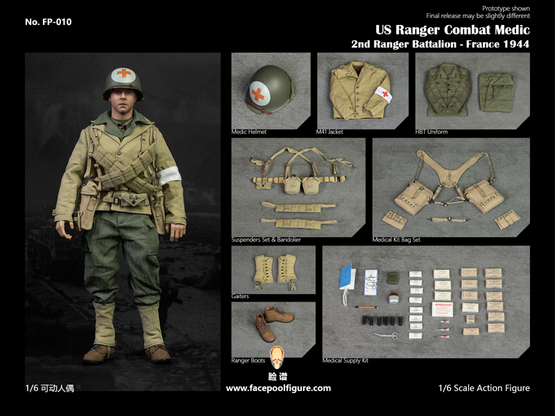 【Facepoolfigure】FP010 1/6 US Ranger Combat Medic - France 1944 WW2アメリカ陸軍 第2レンジャー大隊 衛生兵 フランス1944 1/6スケールミリタリーフィギュア