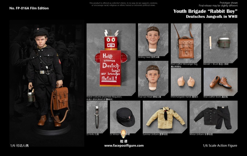 【Facepoolfigure】FP016A 1/6 WW2 German Youth Brigade Rabbit Boy Film Edition