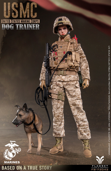 【FLAGSET】FS-73042 1/6 USMC Dog Trainer アメリカ軍 アメリカ海兵隊 ドッグトレーナー 女性兵士  + 犬付属