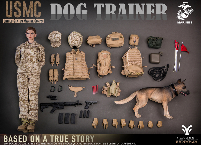 【FLAGSET】FS-73042 1/6 USMC Dog Trainer アメリカ軍 アメリカ海兵隊 ドッグトレーナー 女性兵士  + 犬付属