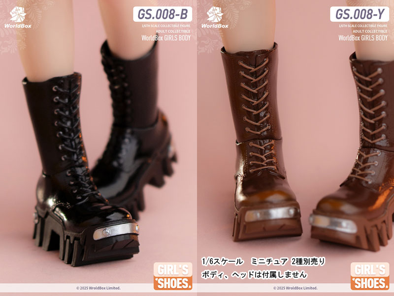 【WorldBox】GS008 B/Y Girl's Shoes Boots ブルドーザーブーツ 女性ドール用ブーツ 1/6スケール 女性用シューズ