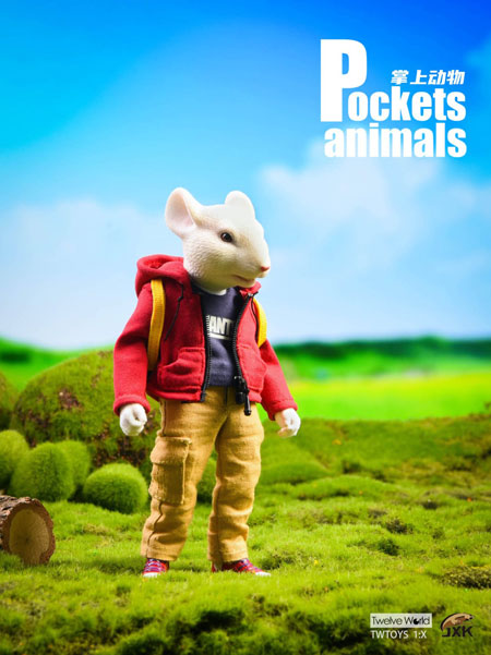 【JxK.Studio】JXK032A Pockets Animals 7Inch 動物擬人化シリーズ ネズミ 白 (パーカ)