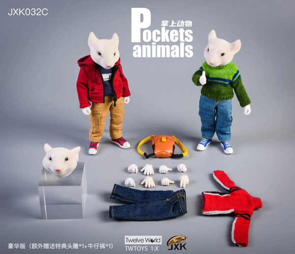 【JxK.Studio】JXK032C Pockets Animals 7Inch 動物擬人化シリーズ ネズミ 白 (2体セット)