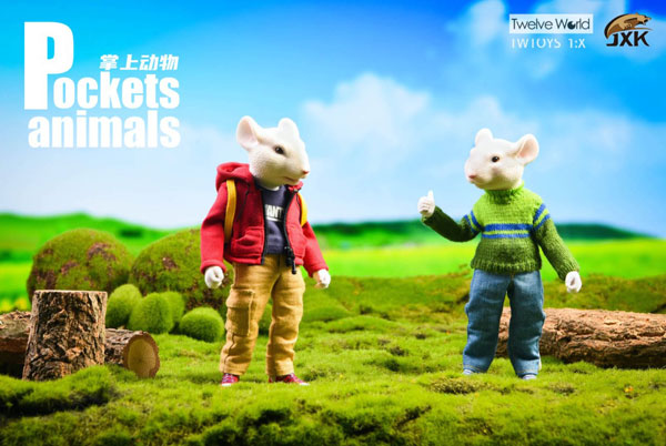 【JxK.Studio】JXK032C Pockets Animals 7Inch 動物擬人化シリーズ ネズミ 白 (2体セット)