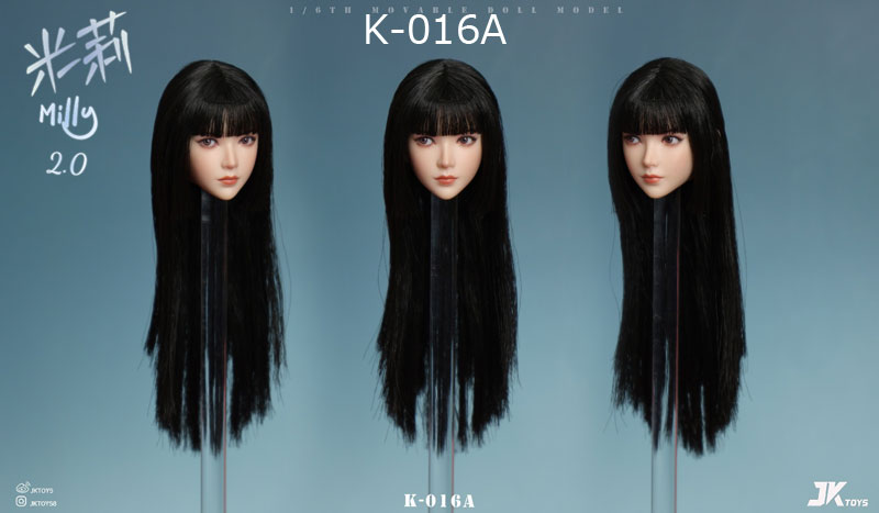 【JKTOYS】K-016 A/B/C/D 1/6 Asian Beauty Head Sculpture Milly2.0 ミリー2.0 1/6スケール 植毛 眼球可動 女性ヘッド