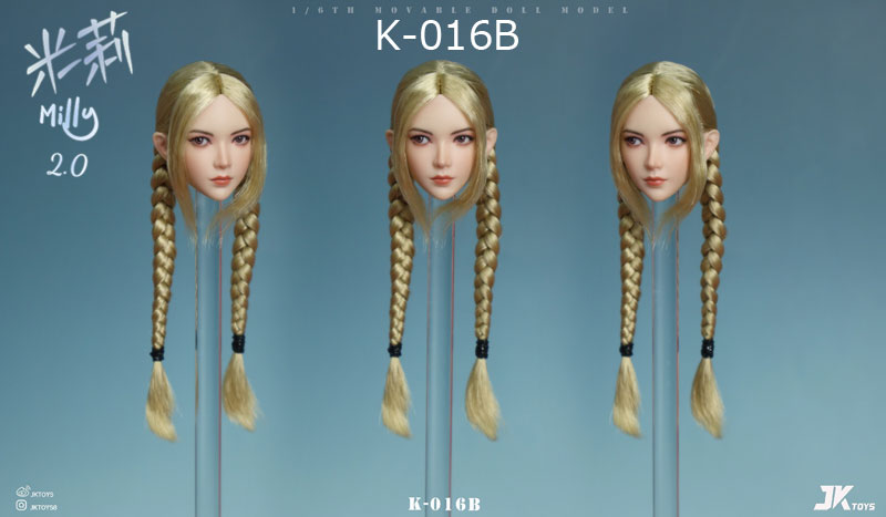 【JKTOYS】K-016 A/B/C/D 1/6 Asian Beauty Head Sculpture Milly2.0 ミリー2.0 1/6スケール 植毛 眼球可動 女性ヘッド
