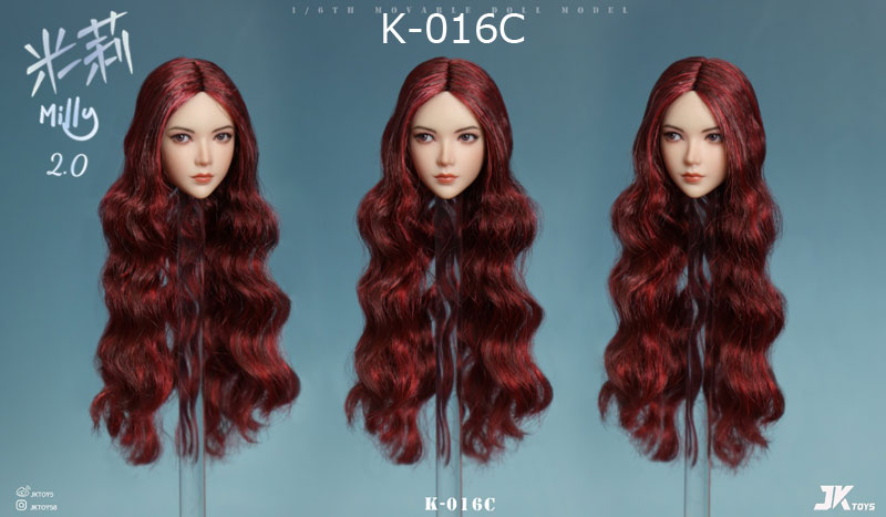 【JKTOYS】K-016 A/B/C/D 1/6 Asian Beauty Head Sculpture Milly2.0 ミリー2.0 1/6スケール 植毛 眼球可動 女性ヘッド