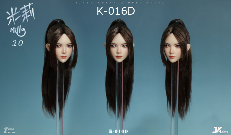 【JKTOYS】K-016 A/B/C/D 1/6 Asian Beauty Head Sculpture Milly2.0 ミリー2.0 1/6スケール 植毛 眼球可動 女性ヘッド