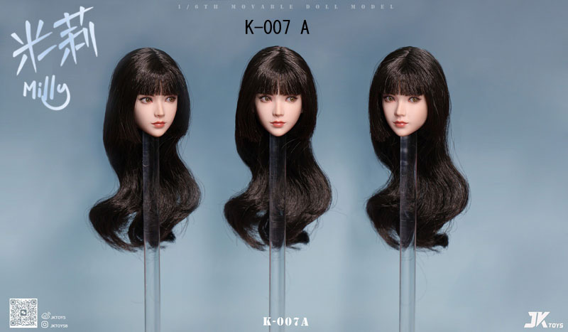 【JKTOYS】K-007 ABC 1/6 Head Sculpture Milly ミリー 1/6スケール 植毛 眼球可動 女性ヘッド