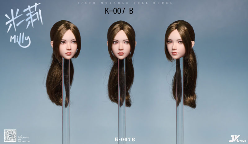【JKTOYS】K-007 ABC 1/6 Head Sculpture Milly ミリー 1/6スケール 植毛 眼球可動 女性ヘッド
