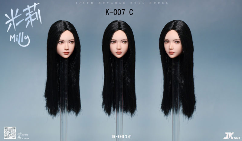 【JKTOYS】K-007 ABC 1/6 Head Sculpture Milly ミリー 1/6スケール 植毛 眼球可動 女性ヘッド