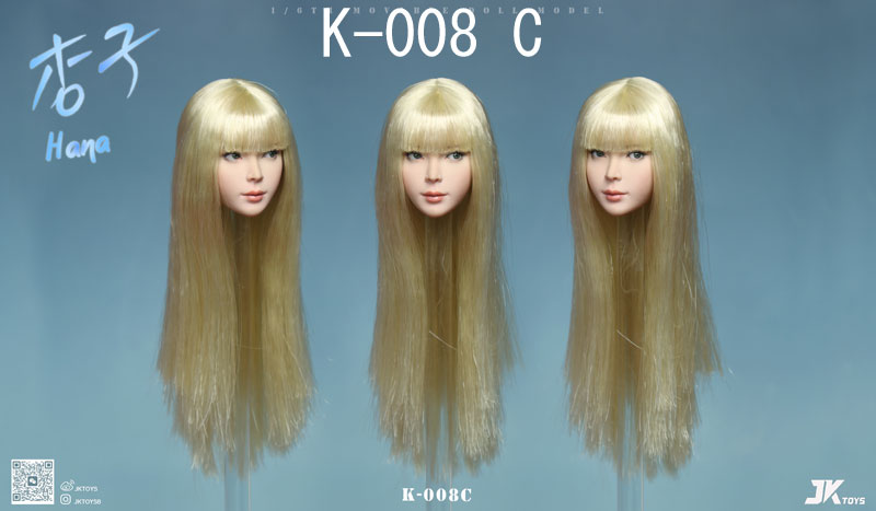 【JKTOYS】K-008 ABC 1/6 Head Sculpture Hana 杏子 1/6スケール 植毛 眼球可動 女性ヘッド