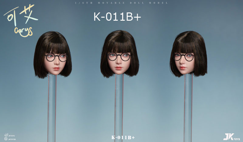 【JKTOYS】K-011 A+/B+/C+ 1/6 Asian Beauty Head Sculpture Carys (Glasses included) キャリス 眼鏡付