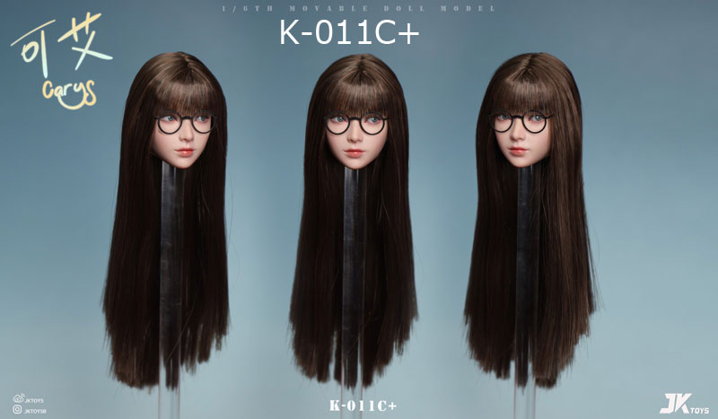【JKTOYS】K-011 A+/B+/C+ 1/6 Asian Beauty Head Sculpture Carys (Glasses included) キャリス 眼鏡付