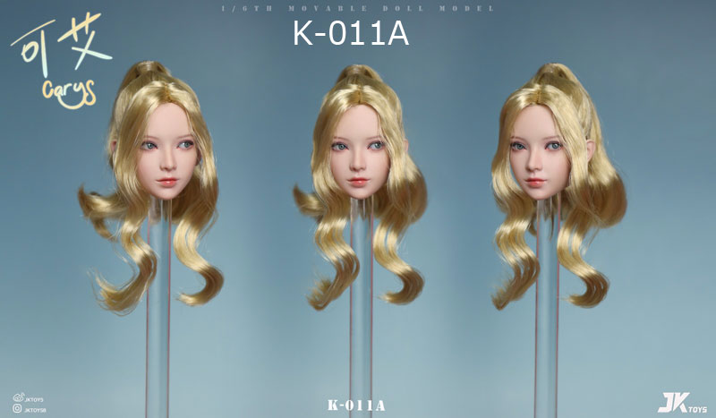 【JKTOYS】K-011 A/B/C 1/6 Asian Beauty Head Sculpture Carys キャリス 1/6スケール 植毛 眼球可動 女性ヘッド