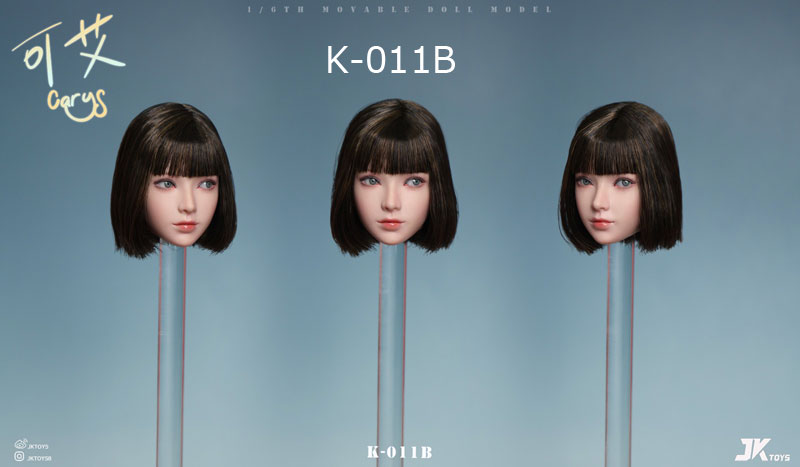 【JKTOYS】K-011 A/B/C 1/6 Asian Beauty Head Sculpture Carys キャリス 1/6スケール 植毛 眼球可動 女性ヘッド