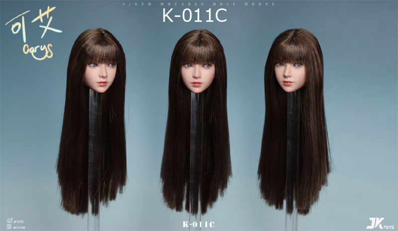 【JKTOYS】K-011 A/B/C 1/6 Asian Beauty Head Sculpture Carys キャリス 1/6スケール 植毛 眼球可動 女性ヘッド
