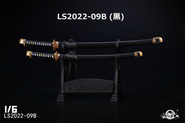 【龍山重工】LS2022-09 ダイカスト合金 日本刀  2本セット&掛け台（刀スタンド） 1/6スケール 刀 剣