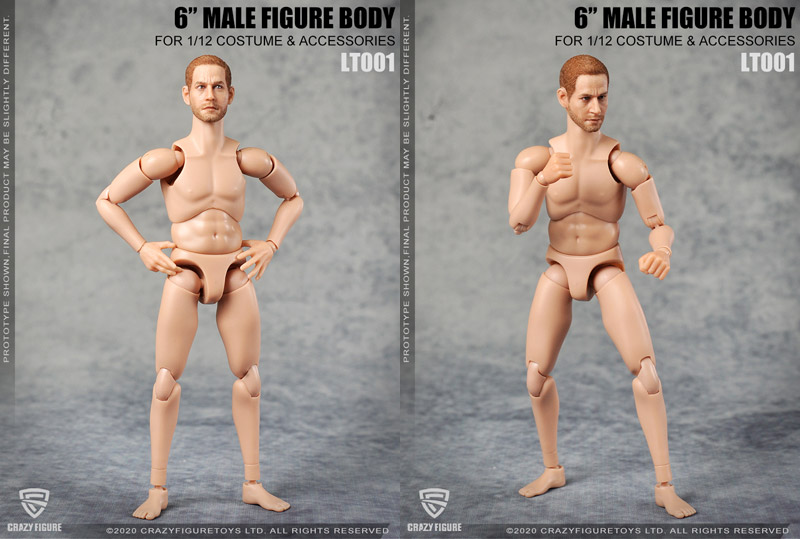 【crazyfigure】LT001 LT002 1/12 The head carves the multi joint movable male body 1/12スケール フィギュアボディ
