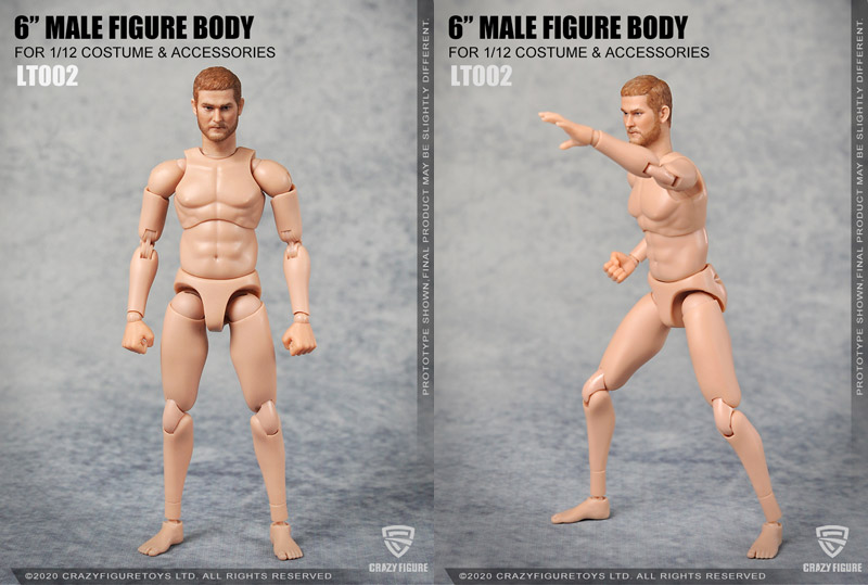 【crazyfigure】LT001 LT002 1/12 The head carves the multi joint movable male body 1/12スケール フィギュアボディ