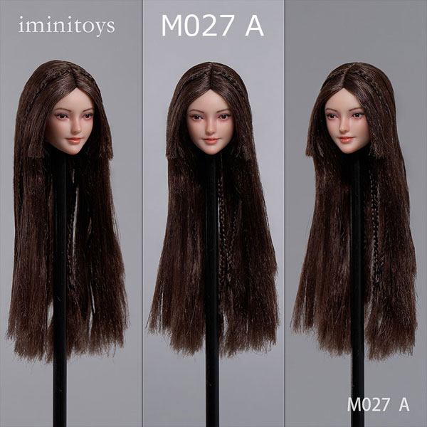 【Iminitoys】M027 A/B/C/D/E Beautiful Girl Headsculpt with Movable Eyeballs 1/6スケール 植毛 眼球可動 女性ヘッド