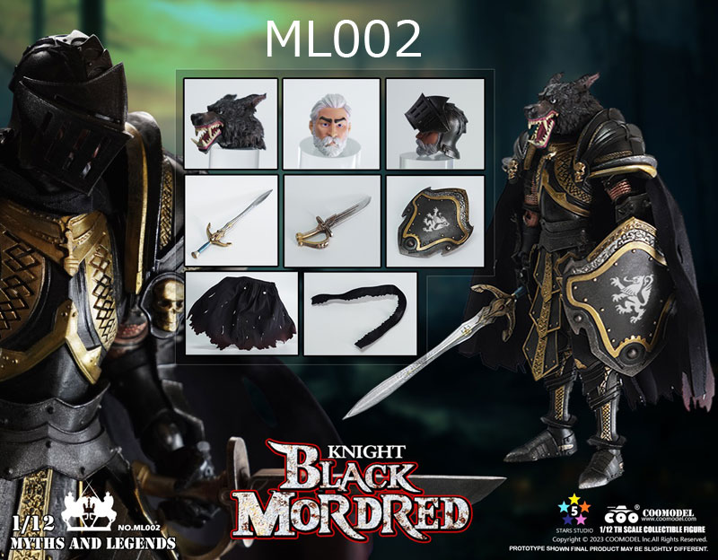 【COO】ML001/ML002 1/12 MYTH AND LEGEND - Paladin King Arthur / Knight Mordred Black 騎士 1/12スケールフィギュア