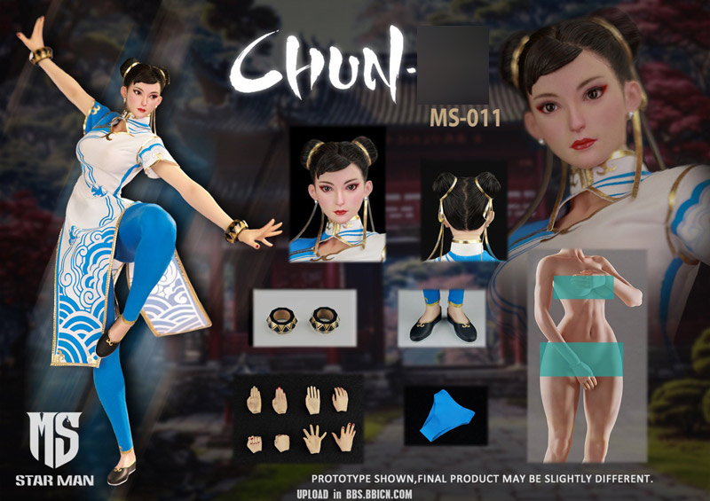 【星漫 STAR MAN】MS-011 1/6 Female Fighter (Blue Cloud Patterned White Cheongsam Version) 女性格闘家