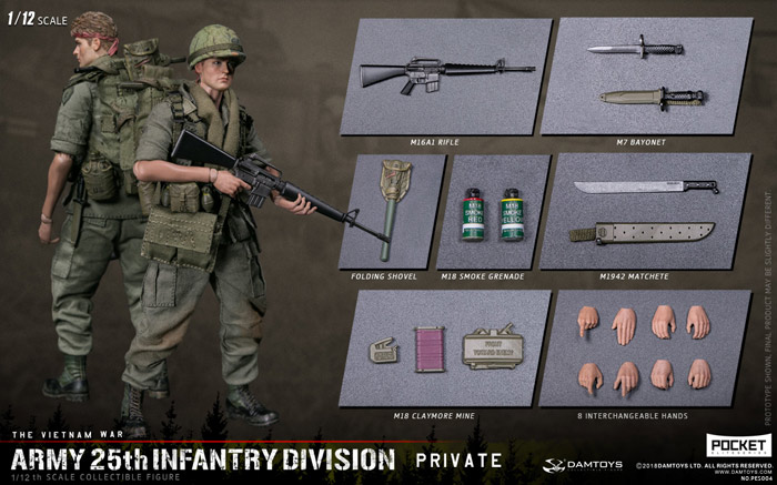 【DAM】PES004 1/12 ARMY 25th Infantry Division Private ベトナム戦争 アメリカ陸軍 第25歩兵師団 二等兵 1/12スケールフィギュア
