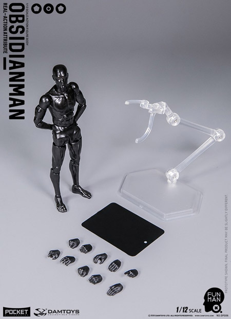 【DAM】DPS06 1/12 SCALE ACTION FIGURE “OBSIDIANMAN” 黒曜石人 デッサン人形 1/12スケールフィギュア 男性ボディ素体