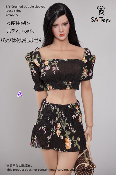 【SA Toys】SA020 ABC 1/6 Female Floral Puff Sleeve Elastic Short Skirt 女性用服 花柄 1/6スケール 女性ドール用コスチューム