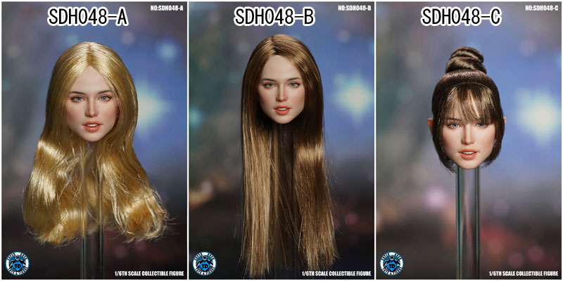 【SUPERDUCK】SDH048 A B C 西洋系美人 1/6スケール 植毛 女性ヘッド