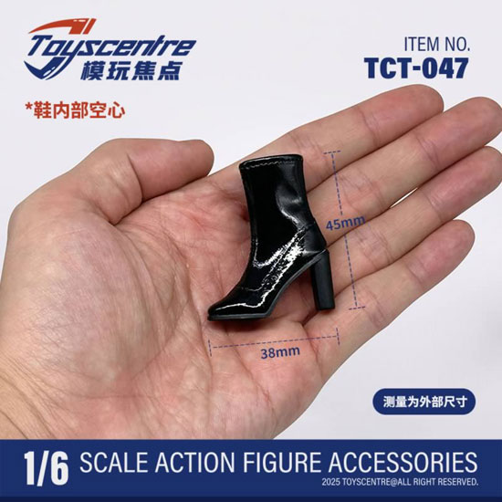 【TOYSCENTRE】TCT-047 Black Female High Heels Boots 女性ドール用ハイヒールブーツ ブラック 1/6スケール 女性用シューズ