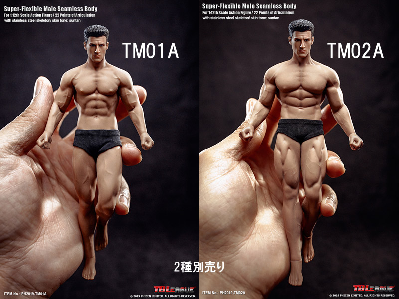 【TBLeague】1/12scale Super Flexible Male Seamless Body PH2019-TM01A TM02A TBリーグ 1/12スケール シームレス男性ボディ