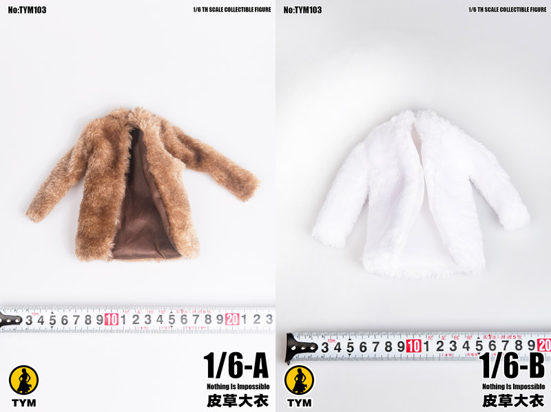 【TYM】TYM103 AB 1/6 Ladies Fur Coat 女性用ファーコート 1/6スケール 女性ドール用コスチューム