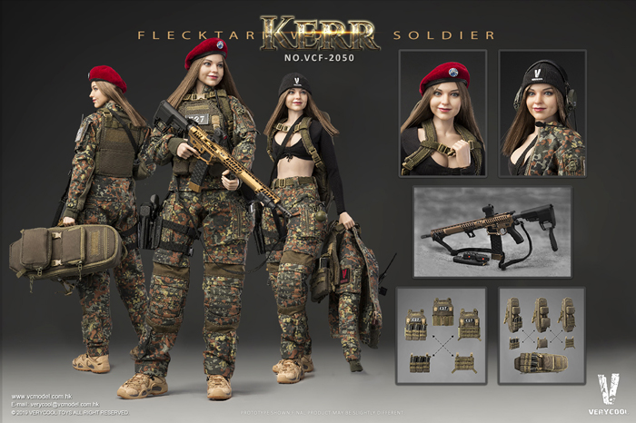 【VeryCool】VCF-2050 1/6 FLECKTARN WOMEN SOLDIER-KERR フラックターム迷彩 女性兵士 カー 1/6スケール女性フィギュア