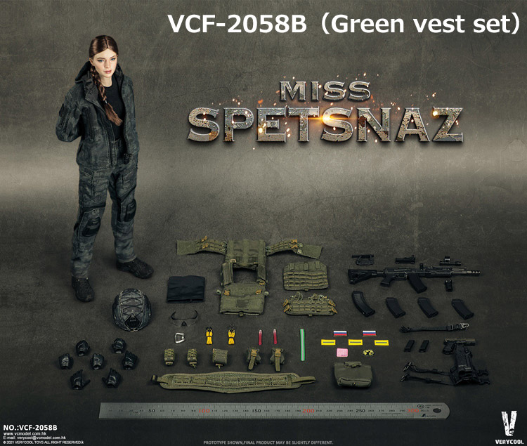 【VeryCool】VCF-2058 A/B 1/6 MCB Camouflage Russian Special Combat Women Soldier Ms.SPETSNAZ Black/Green vest