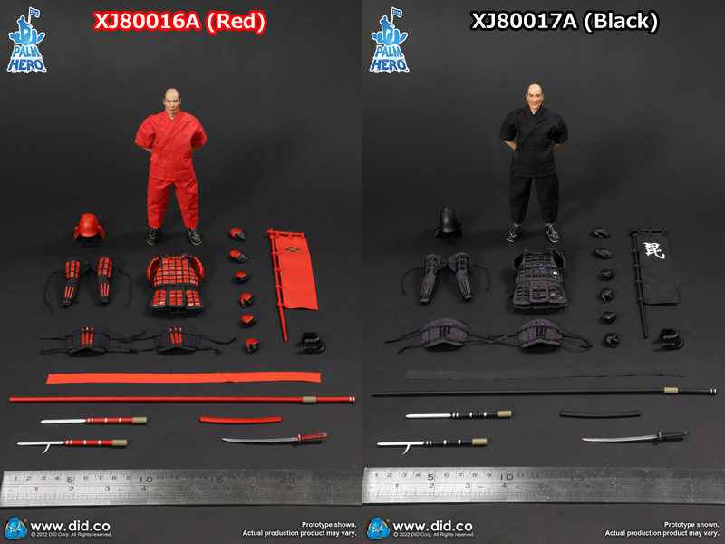 【DID】XJ80016A / XJ80017A 1/12 Palm Hero Japan Sengoku Soldier - Red / Black 戦国武将 侍 武士